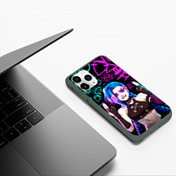 Чехол iPhone 11 Pro матовый JINX ДЖИНКС NEON PATTERN, цвет: 3D-темно-зеленый — фото 2