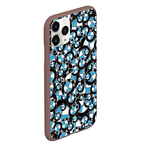 Чехол iPhone 11 Pro матовый BMW PATTERN LOGO / 3D-Коричневый – фото 2