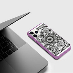 Чехол iPhone 11 Pro матовый Мандала 2028-1, цвет: 3D-фиолетовый — фото 2