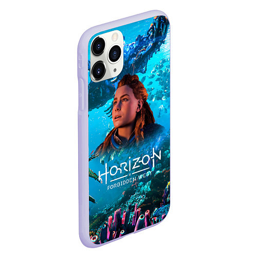 Чехол iPhone 11 Pro матовый Horizon Forbidden West Подводный мир / 3D-Светло-сиреневый – фото 2