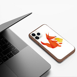 Чехол iPhone 11 Pro матовый Fox poligonal with bit of cheese, цвет: 3D-коричневый — фото 2