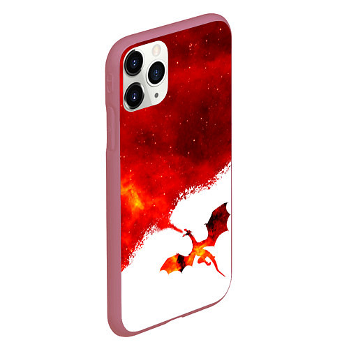 Чехол iPhone 11 Pro матовый ДЫХАНИЕ ЗВЕЗДНОГО ДРАКОНА DRAGON FIRE / 3D-Малиновый – фото 2