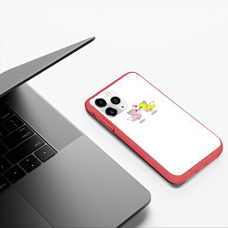 Чехол iPhone 11 Pro матовый Foxs трутся носиками, цвет: 3D-красный — фото 2