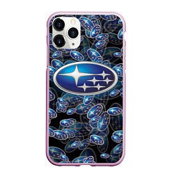 Чехол iPhone 11 Pro матовый SUBARU BIG LOGO PATTERN, цвет: 3D-розовый