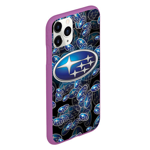 Чехол iPhone 11 Pro матовый SUBARU BIG LOGO PATTERN / 3D-Фиолетовый – фото 2