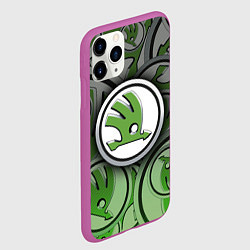 Чехол iPhone 11 Pro матовый Skoda Carbone Pattern, цвет: 3D-фиолетовый — фото 2