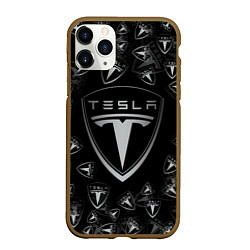 Чехол iPhone 11 Pro матовый TESLA BIG LOGO PATTERN, цвет: 3D-коричневый