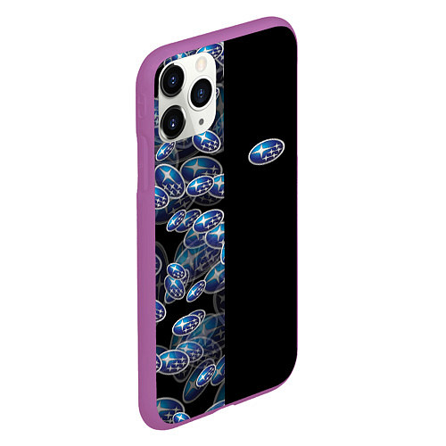 Чехол iPhone 11 Pro матовый SUBARU HALF PATTERN LOGO / 3D-Фиолетовый – фото 2