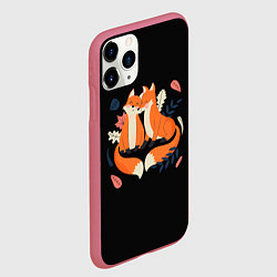 Чехол iPhone 11 Pro матовый Лисы Animal love, цвет: 3D-малиновый — фото 2