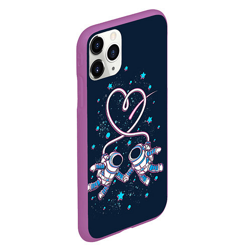 Чехол iPhone 11 Pro матовый Космическая любовь Cosmic love / 3D-Фиолетовый – фото 2