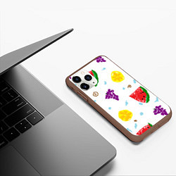 Чехол iPhone 11 Pro матовый Пиксельные фрукты, цвет: 3D-коричневый — фото 2