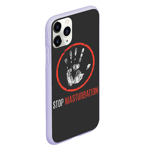 Чехол iPhone 11 Pro матовый STOP MASTURBATION / 3D-Светло-сиреневый – фото 2