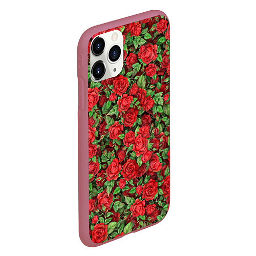 Чехол iPhone 11 Pro матовый Букет алых роз / 3D-Малиновый – фото 2