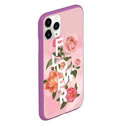 Чехол iPhone 11 Pro матовый Pink Flower, цвет: 3D-фиолетовый — фото 2