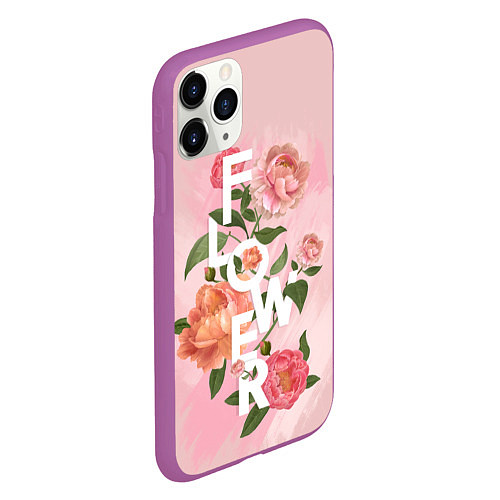 Чехол iPhone 11 Pro матовый Pink Flower / 3D-Фиолетовый – фото 2