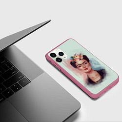 Чехол iPhone 11 Pro матовый Фрида Кало де Ривера, цвет: 3D-малиновый — фото 2
