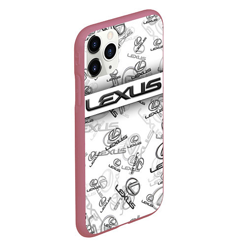 Чехол iPhone 11 Pro матовый LEXUS BIG EMBLEMA PATTERN / 3D-Малиновый – фото 2