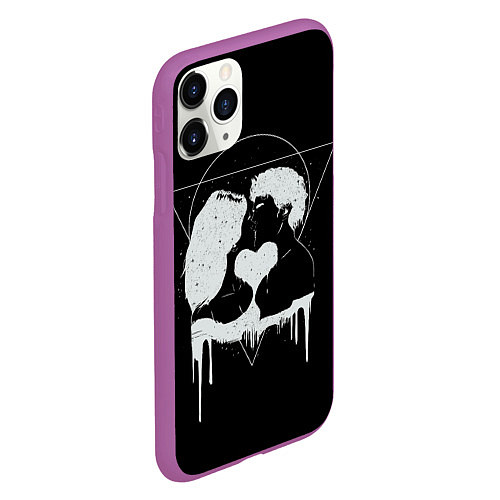 Чехол iPhone 11 Pro матовый Внеземная любовь Extraterrestrial love / 3D-Фиолетовый – фото 2