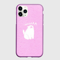 Чехол iPhone 11 Pro матовый Кот орет ааааа, цвет: 3D-фиолетовый