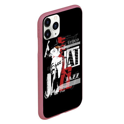 Чехол iPhone 11 Pro матовый JAZZ девушка / 3D-Малиновый – фото 2