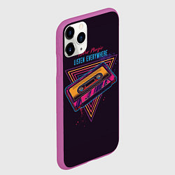 Чехол iPhone 11 Pro матовый Ретро Музыка кассета, цвет: 3D-фиолетовый — фото 2