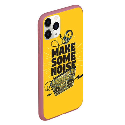 Чехол iPhone 11 Pro матовый Make Some Noise музыка / 3D-Малиновый – фото 2