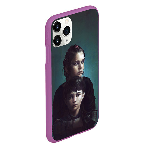 Чехол iPhone 11 Pro матовый Амиция и Гуго / 3D-Фиолетовый – фото 2