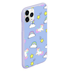 Чехол iPhone 11 Pro матовый Единоржки и облака, цвет: 3D-светло-сиреневый — фото 2