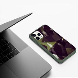Чехол iPhone 11 Pro матовый БРОНИРОВАННЫЙ ЛЕСНОЙ КАМУФЛЯЖ, цвет: 3D-темно-зеленый — фото 2