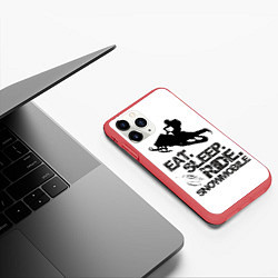 Чехол iPhone 11 Pro матовый EAT SLEEP RIDE SNOWMOBILE, цвет: 3D-красный — фото 2