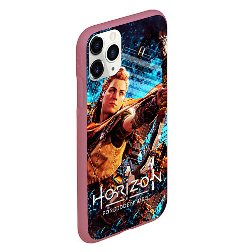 Чехол iPhone 11 Pro матовый Horizon Forbidden West - Элой арт / 3D-Малиновый – фото 2