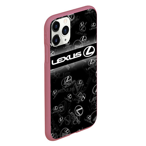 Чехол iPhone 11 Pro матовый LEXUS SPORT PATTERN / 3D-Малиновый – фото 2