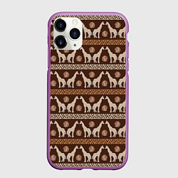 Чехол iPhone 11 Pro матовый Жирафы Африка паттерн, цвет: 3D-фиолетовый