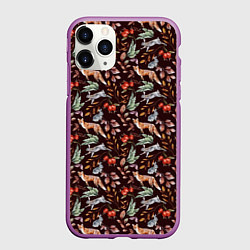 Чехол iPhone 11 Pro матовый Лесная лисичка паттерн, цвет: 3D-фиолетовый