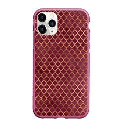 Чехол iPhone 11 Pro матовый Gold & Red pattern