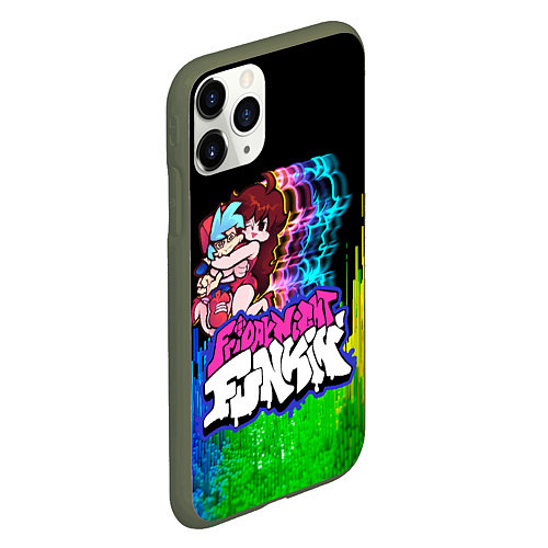 Чехол iPhone 11 Pro матовый Friday Night Funkin FNF Логотип / 3D-Темно-зеленый – фото 2