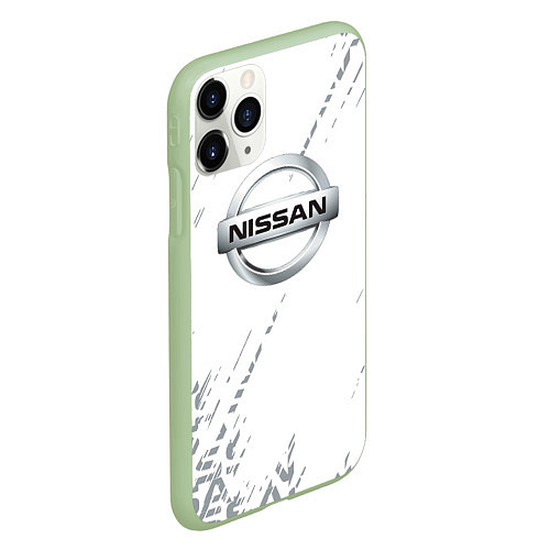 Чехол iPhone 11 Pro матовый Ниссан nissan Паттерн / 3D-Салатовый – фото 2