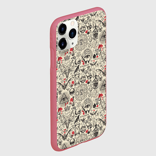 Чехол iPhone 11 Pro матовый Чёрная Магия и Колдовство / 3D-Малиновый – фото 2