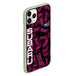 Чехол iPhone 11 Pro матовый SUBARU STI PATTERN, цвет: 3D-салатовый — фото 2