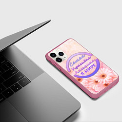 Чехол iPhone 11 Pro матовый Самая красивая Ангелина, цвет: 3D-малиновый — фото 2