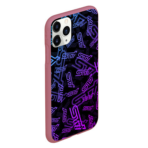 Чехол iPhone 11 Pro матовый STI NEON PATTERN / 3D-Малиновый – фото 2