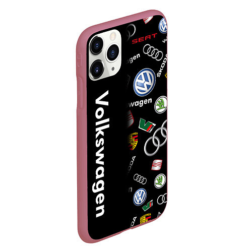 Чехол iPhone 11 Pro матовый Volkswagen Group Half Pattern / 3D-Малиновый – фото 2