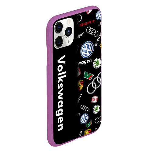 Чехол iPhone 11 Pro матовый Volkswagen Group Half Pattern / 3D-Фиолетовый – фото 2