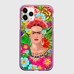 Чехол iPhone 11 Pro матовый Фрида Кало Мексика Художник Феминист 3D, цвет: 3D-фиолетовый