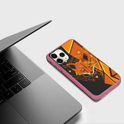 Чехол iPhone 11 Pro матовый Лиса Этника, цвет: 3D-малиновый — фото 2