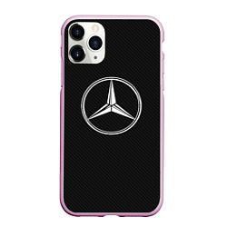 Чехол iPhone 11 Pro матовый МЕРСЕДЕС CARBON, цвет: 3D-розовый