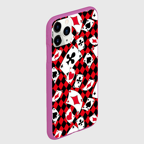 Чехол iPhone 11 Pro матовый Карты масти / 3D-Фиолетовый – фото 2