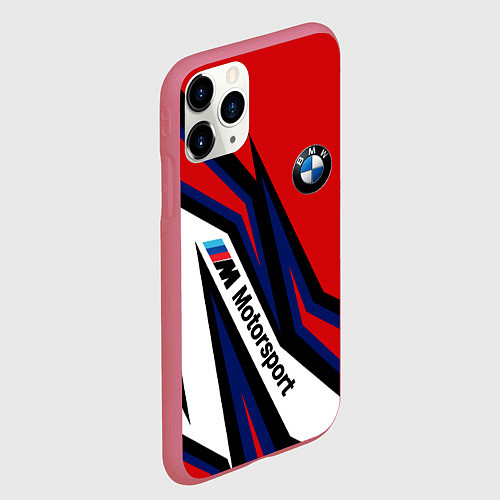 Чехол iPhone 11 Pro матовый БМВ МОТОСПОРТ BMW MOTOSPORT / 3D-Малиновый – фото 2