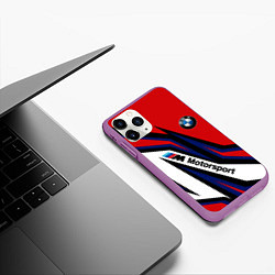 Чехол iPhone 11 Pro матовый БМВ МОТОСПОРТ BMW MOTOSPORT, цвет: 3D-фиолетовый — фото 2