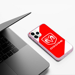 Чехол iPhone 11 Pro матовый Dodge sport, цвет: 3D-розовый — фото 2